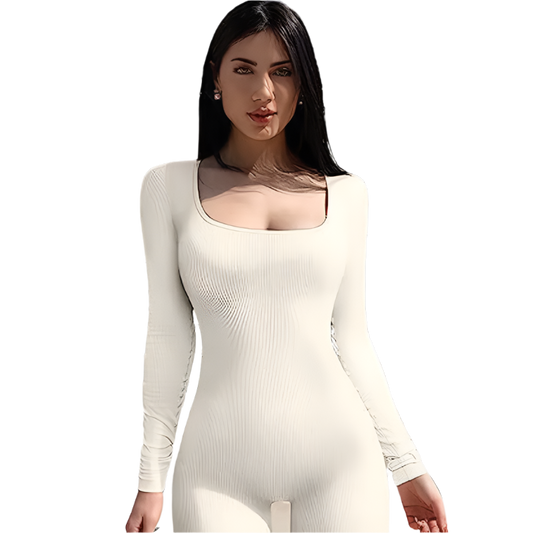 Chic Long-sleeve Women's Yoga Jumpsuit - Simple Fitness